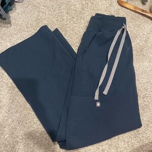 High Waisted Isabel Wide Leg Scrub Pants Dark Harbor extra small petite